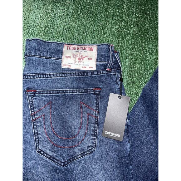 True Religion Ricky Relaxed Straight Dark Indigo Blaster Mens 36 Denim Jeans NEW - Picture 2 of 11